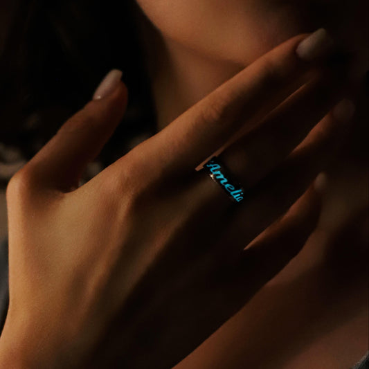 Personalized Silver Name Ring -Glow in the Dark