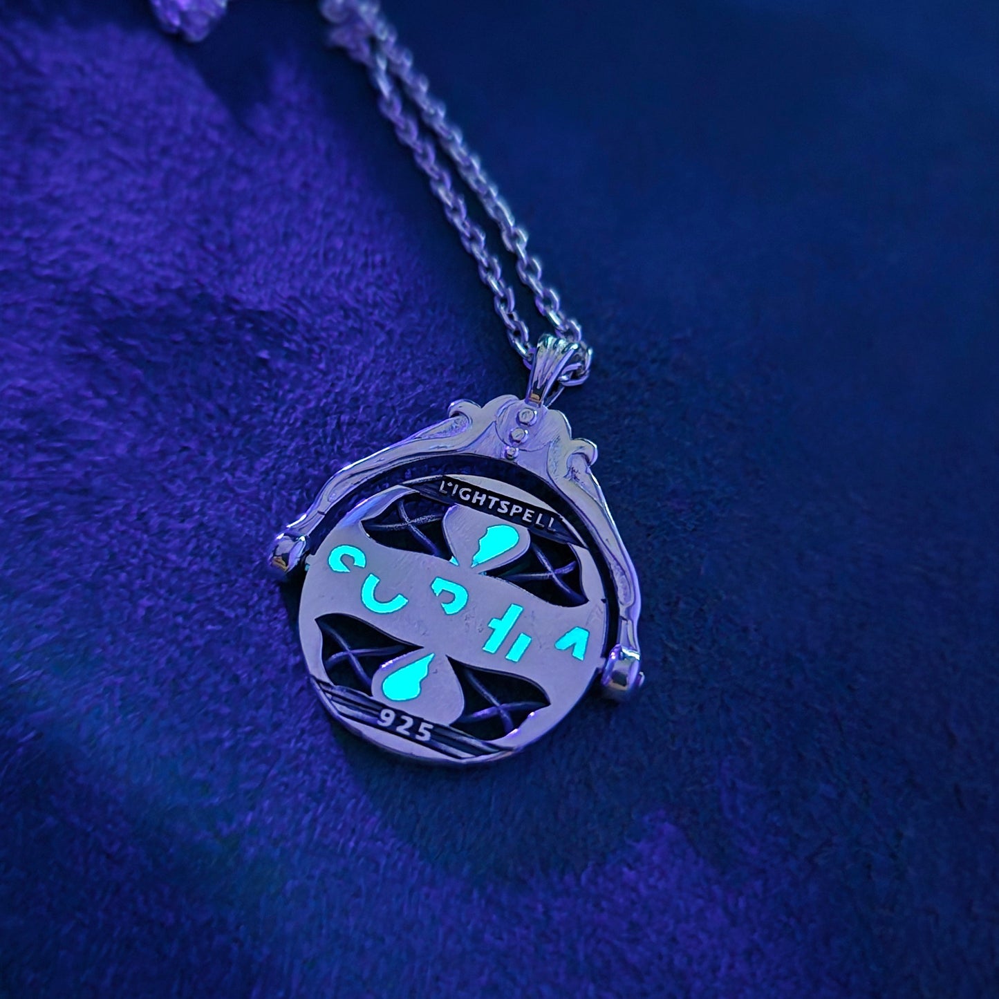 Personalized Glow-in-the-Dark Spinning Secret Message Pendant - 925 Sterling Silver