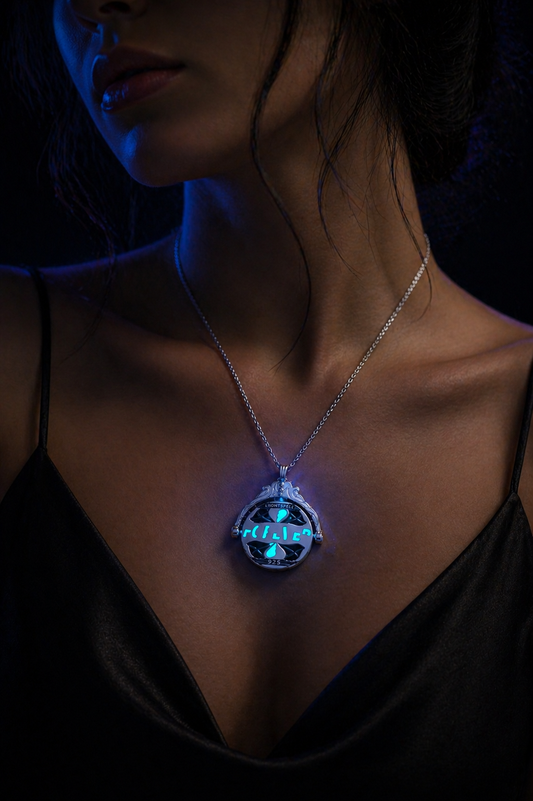 Forever" Glowing Spinning Secret Message Pendant