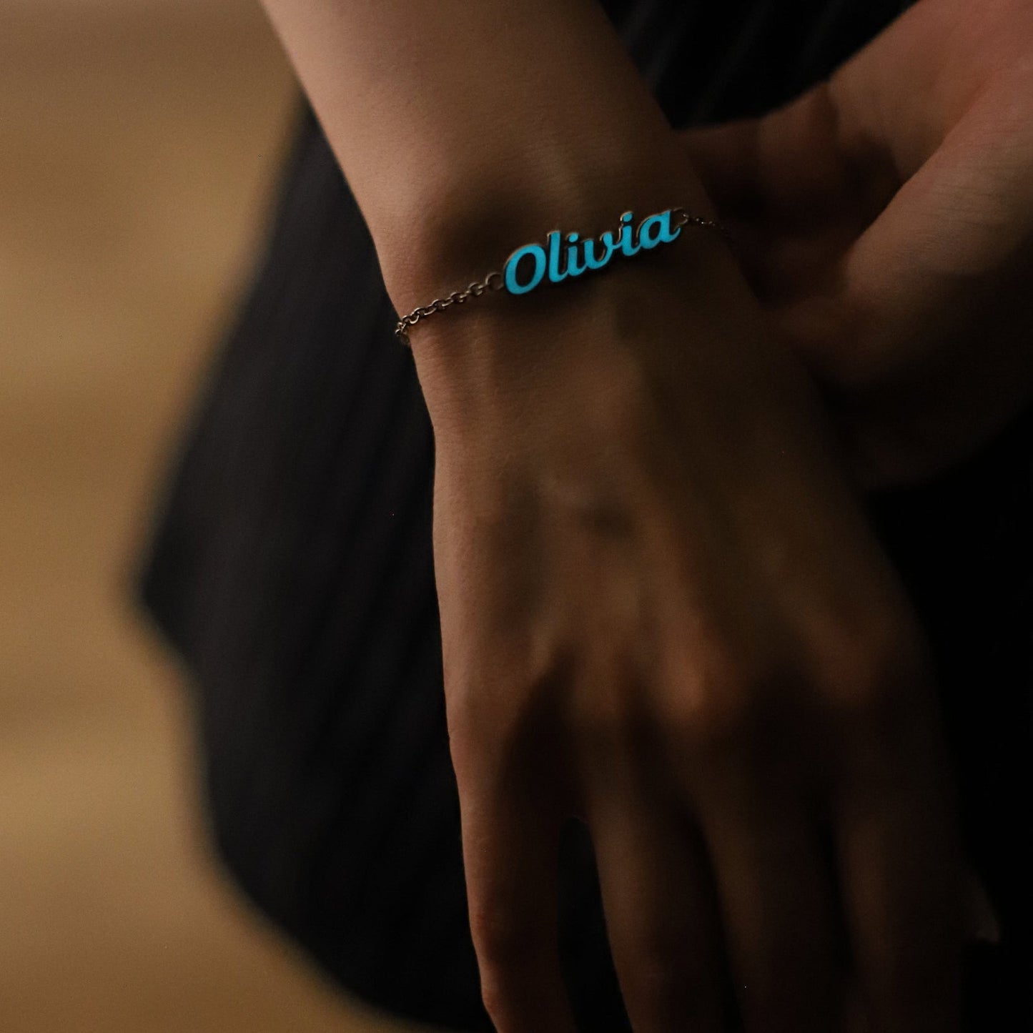 Glow in the Dark Silver Name Bracelet