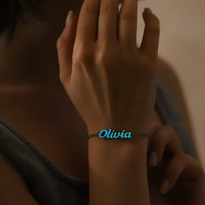 Glow in the Dark Silver Name Bracelet
