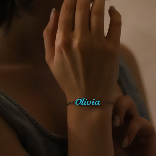 Glow in the Dark Silver Name Bracelet