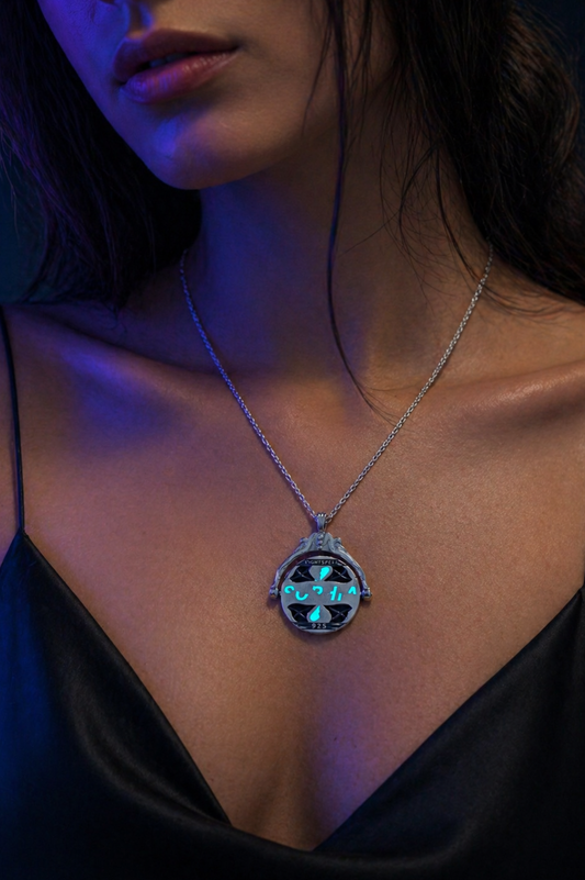 Personalized Glow-in-the-Dark Spinning Secret Message Pendant - 925 Sterling Silver